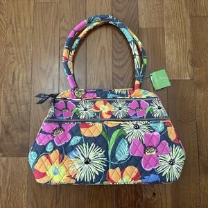 Vera Bradley Jazzy Blooms Tropical Floral Tote Satchel Bag Pink Orange Gray NWT